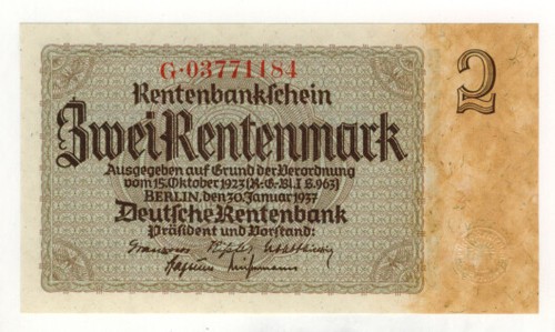 Rentenmark 1937 8stellig - rentenmark, kn