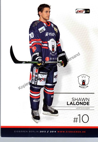Autogrammkarte shawn lalonde - autogrammkarte,