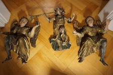 Alte Kirche Holz Barock Heiligen Figur Engel Posaunenengel geschnitzt  17./18.Jh