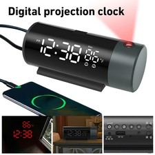 Digital Projektion Wecker USB Uhr 12/24H Dimmen Wecker Mit Temperatur und Zeit
