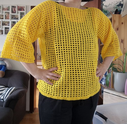 Handgehäkeltes netzshirt - handgehäkeltes,