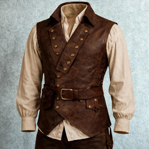 Gealterte braune lederweste - braune,