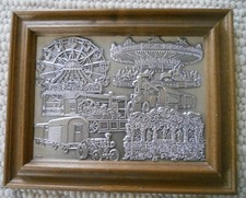 Reines Zinnbild / Massiver Holzrahmen - Vergnügungspark - Rarität