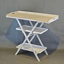 9265094 Weißer Tablett-Tisch Holz shabby chic klappbar 100x50x95cm