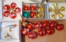 28x Baumbehang Weihnachtskugeln Glocken Christbaumkugeln bunt rot Vogel Glas alt