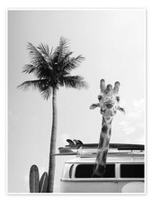 Poster Giraffe im Surfer Bus -