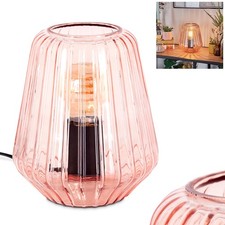 HOFSTEIN Prato Tischlampe Schlafzimmer Tischleuchte aus Metall/Glas Schwarz/Rosa