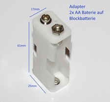 9V Blockbatterie Batterie Gehäuse Adapter 2x Mignon AA