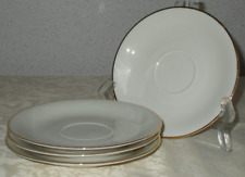 4 Bavaria Untertassen / Unterteller Elfenbein-Porzellan mit Goldrand 50er