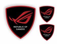  3 Plastik Aufkleber REPUBLIC OF GAMERS ASUS - 1x 10cm x 9cm - 2x 5cm x 4,5cm