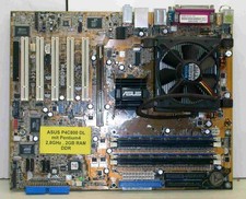 Mainboard ASUS P4C800-E DL mit Pentium4 2,8GHz, 2GB RAM (2x1GB DDR). Board ist g