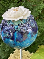 KUGEL  blau mit Blüte -