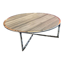 Draenert Clubtisch Charme Stein Sequoia Brown Geledert Fußgestelle 