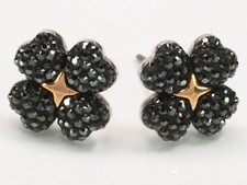 SWAROVSKI Latisha Flower Ohrstecker, schwarz-gold Kleeblatt NEU; K87 333