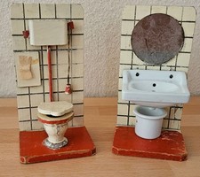 Puppenmöbel Antik um 1900 - Toilette und Waschbecken unrenoviert