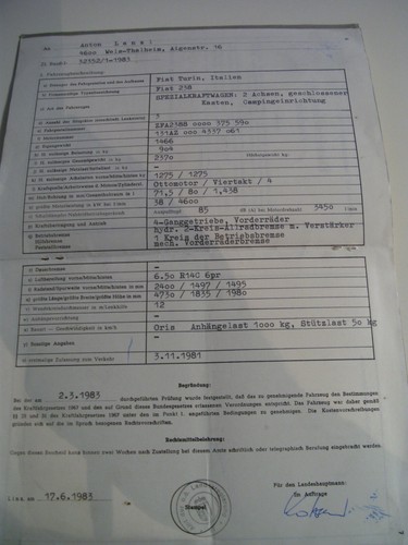 Datenauszug typenschein fiat - datenauszug/typenschein,
