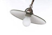 1 x alte Deckenlampe Vintage Emaille Schirm Porzellan Fassung 220 Volt