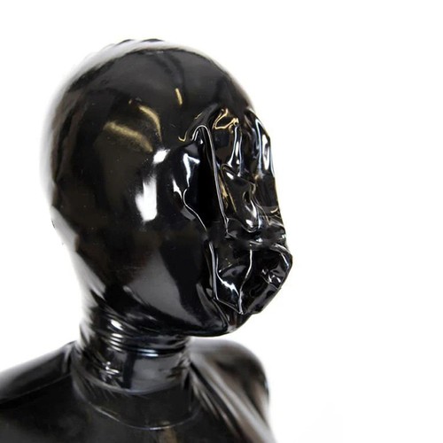 Schwarz latex haube atemloch - latex,