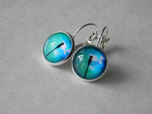 Ohrringe cabochon libelle - ohrringe,