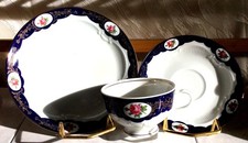 Sammeltasse Colditz- Porzellan Echt Kobalt -m. Rosendekor-3-tlg.  DDR