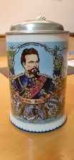 Bierkrug König Ludwig II Neuschwanstein Zinndeckel