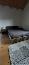 Rattan Naturholz Bett 160x200 inklusive Nachtkästen + Lattenrost