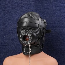 PU Leder Augenbinde Zaumzeug Kopfmaske Head Harness Mundknebel Bondage Slave SM