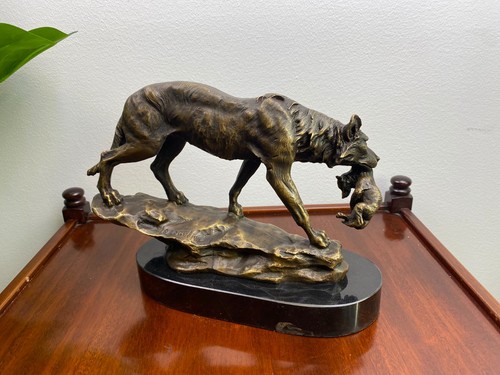 Bronze skulptur wolf mit - bronze,