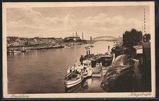 Magdeburg, Königsbrücke mit Dampfern, Ansichtskarte 1921 