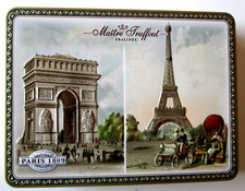 alte Pralinendose aus Blech "PARIS 1889" LA TOUR EIFFEL Blechdose, Keksdose 27cm