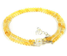 Edelsteinkette Citrin 925 Silber facettierte Kugeln Ø3 mm mit Bergkristallperle