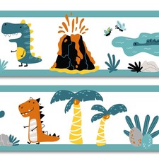 Bordüre Dinos 15cm x 200cm Selbstklebend Kinderzimmer Wandtattoo Baby Kind Y033