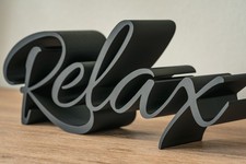 3D Schriftzug RELAX Deko freistehend schwarz weiß Geschenk Buchstaben