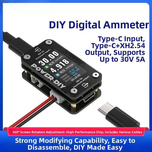 Handheld 30v amperemeter - 5a,