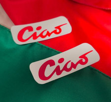 set tankaufkleber ROT  / silber 70mm x 28mm für Piaggio Vespa Ciao serie A L SC