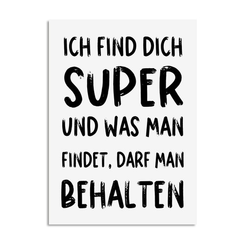Postkarte find dich super - postkarte,