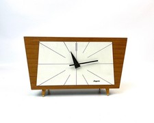 Seltene minimalistische Mid Century Teak Tischuhr von Dugena Eames Alter Interieur 