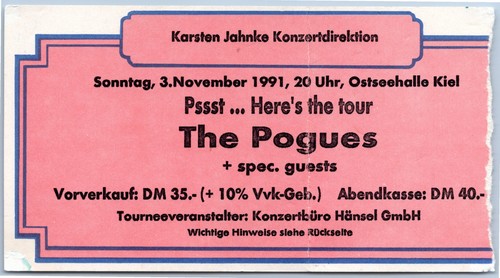 The pogues ticket 1991 psst - 1991,