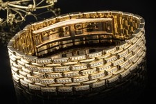 Massives Armband Breites Gliederarmband mit Diamanten in 750er Gelbgold Schmuck