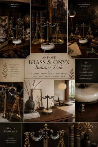 Antike messing waage onyx - messing,