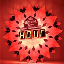 Corona Bier Leuchtreklame, Sunset Happy Hour, Deko, Party, Bar, Gastro, Kneipe