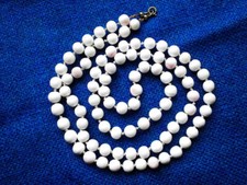 Echt ENGELSHAUT-KORALLENKETTE 92 cm Perlen-Kette Halskette weiß/rosa edel Top!!!
