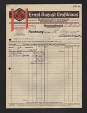 BRAUNSCHWEIG, Rechnung 1928, Ernst August Großklaus Fahrräder