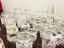 Vintage hochzeit Deko Set 25teilig Shabby Spitze Perlen Vasen Teelichthalter