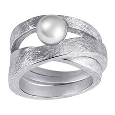 REFLEXION DIAMONDS Silberring 925 rhodiniert 1 echte graue Perle 2907 UVP 89,-