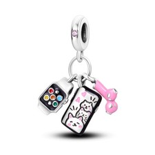 MULA Original Uhr Kopfhörer Anhänger DIY Charm Für Armband 925 Versilbert