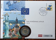 2014 LATVIJA / LETTLAND 2 Euro im Numisbrief Ieviesanas Latvija