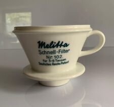 Melitta Porzellan Schnell Filter 8 Loch Nr. 102 Deutsches Reichspatent 3-6 T.
