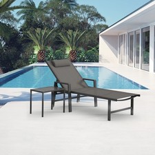 Sonnenliege und Gartentisch Aluminium Set Gartenliege 200KG Rollen wetterfest ☀️