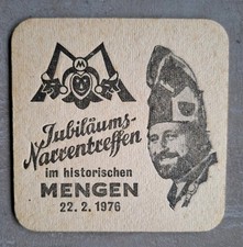 Bierdeckel Brauerei Ott Bad Schussenried, Jubiläum Narrentreffen Mengen 1976